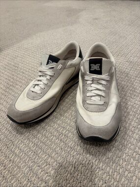 Sam Edelman Men's White and Light Gray Lace-Up Sneakers